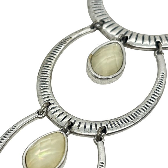 LUCKY BRAND PINK GEM STONE MOTHER OF PEARL CASCADING PENDANT NECKLACE STATEMENT - Picture 14 of 16